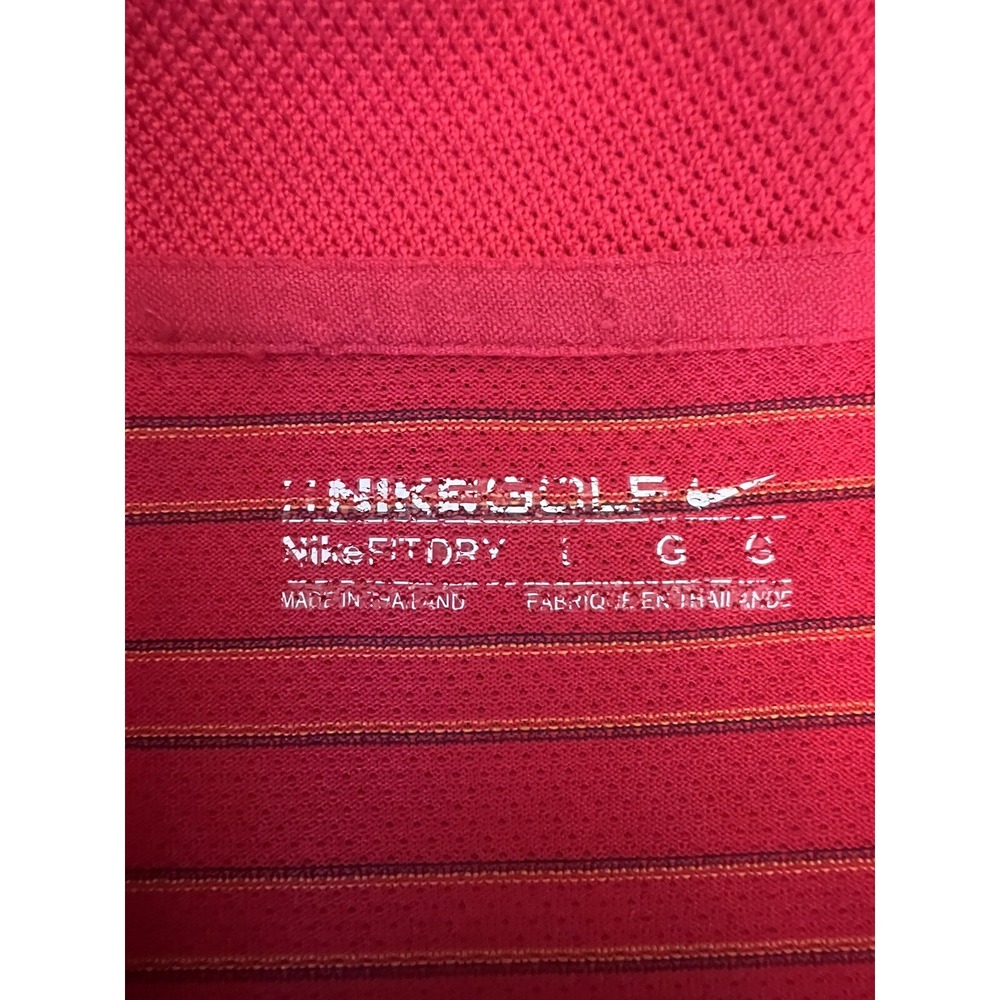 Nike Golf Nike FIT DRY Short Sleeve Polo Shirt Red Striped Size L Mens - Picture 4 of 10